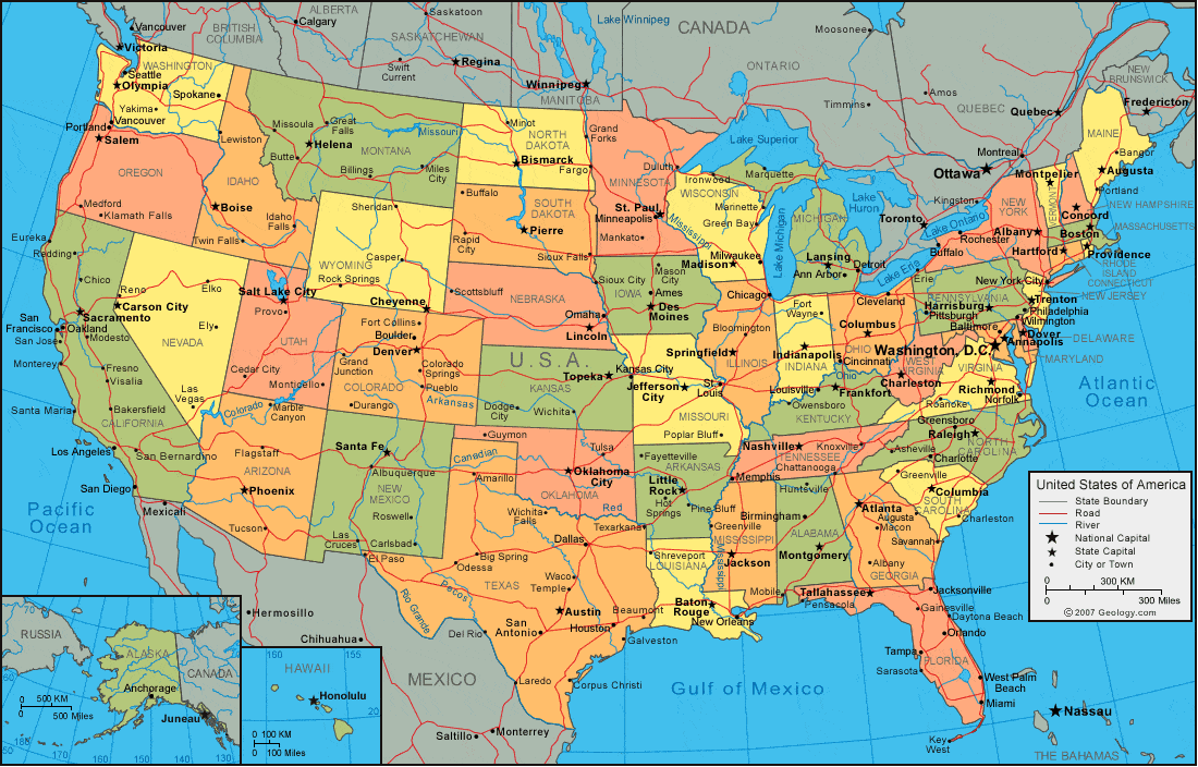 Map of the United States of America